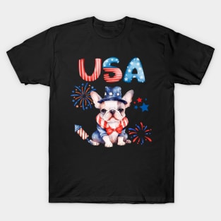 French Bulldog Frenchie 4th of July USA T-Shirt